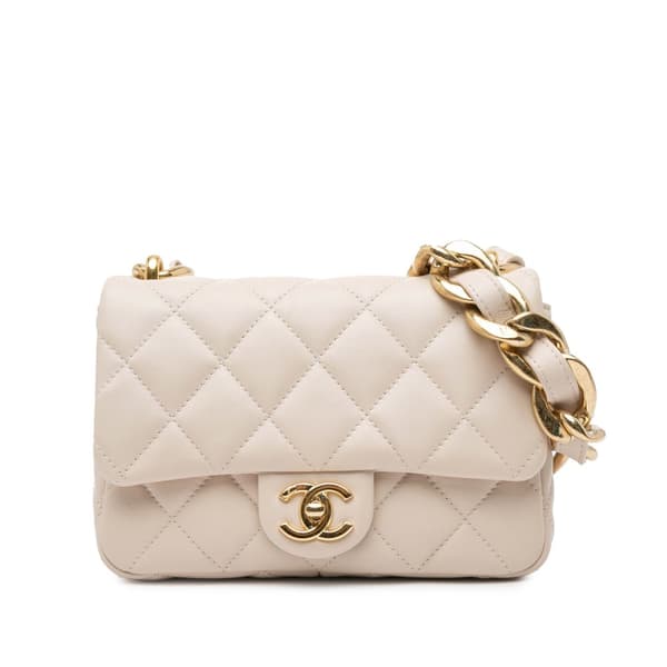 Pre-owned Chanel Small Quilted Lambskin Funky Town Flap Brown
