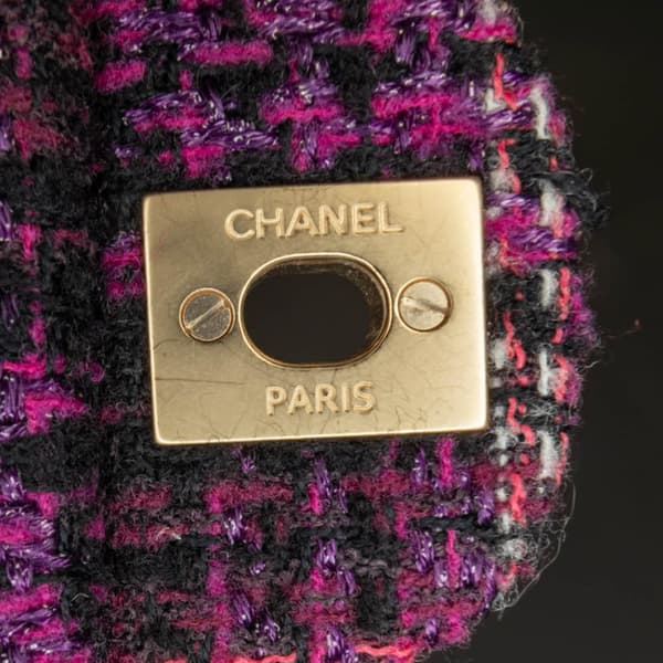 Pre-owned Chanel Medium Classic Tweed Double Flap Purple