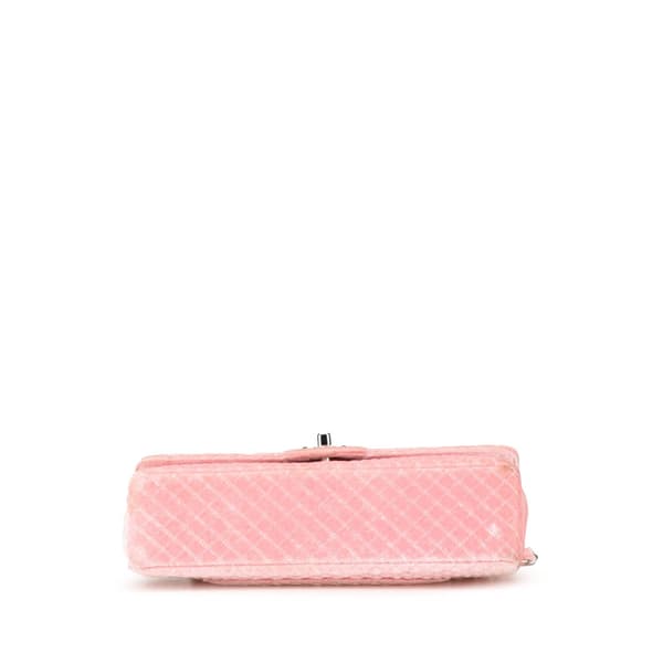 Pre-owned Chanel Medium Micro Quilted Velvet CC Flap Pink