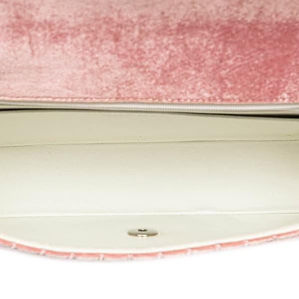 Pre-owned Chanel Medium Micro Quilted Velvet CC Flap Pink