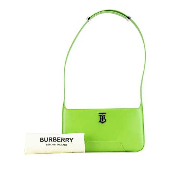 Pre-owned Burberry TB Leather Shoulder Bag Green