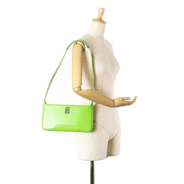 Pre-owned Burberry TB Leather Shoulder Bag Green