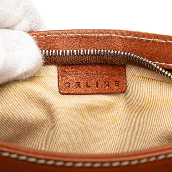 Pre-owned Celine Calfskin Shell Strap Shoulder Bag Brown