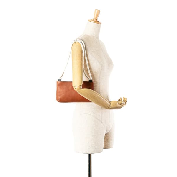 Pre-owned Celine Calfskin Shell Strap Shoulder Bag Brown