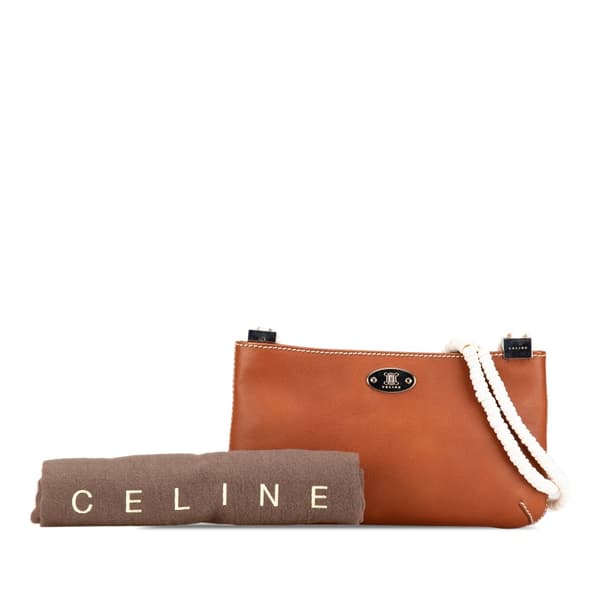 Pre-owned Celine Calfskin Shell Strap Shoulder Bag Brown