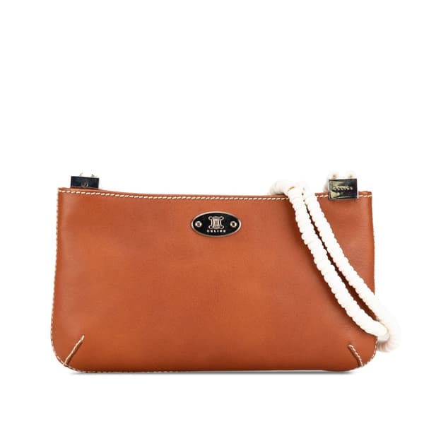 Pre-owned Celine Calfskin Shell Strap Shoulder Bag Brown