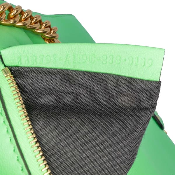 Pre-owned Fendi Zucca Embossed Leather Chain Midi Baguette Green