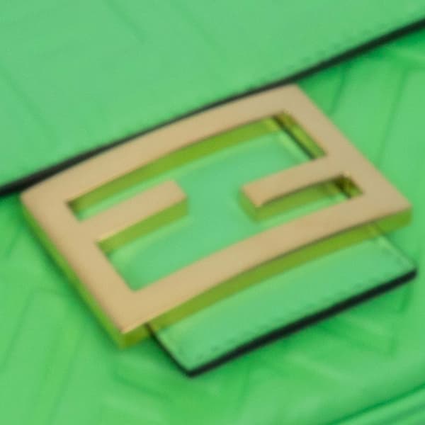 Pre-owned Fendi Zucca Embossed Leather Chain Midi Baguette Green