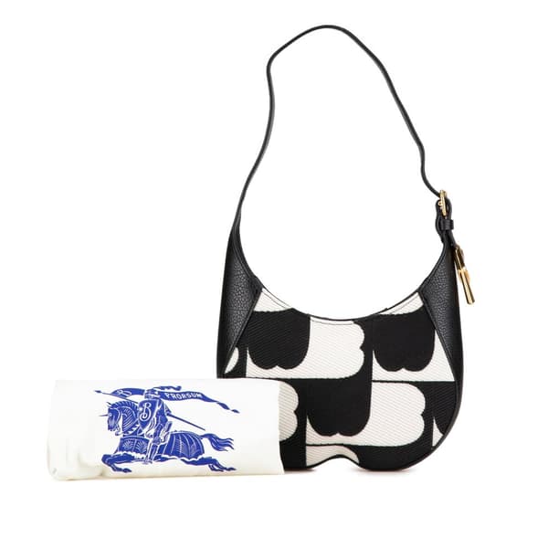 Pre-owned Burberry Small Cotton Chess Shoulder Bag Black