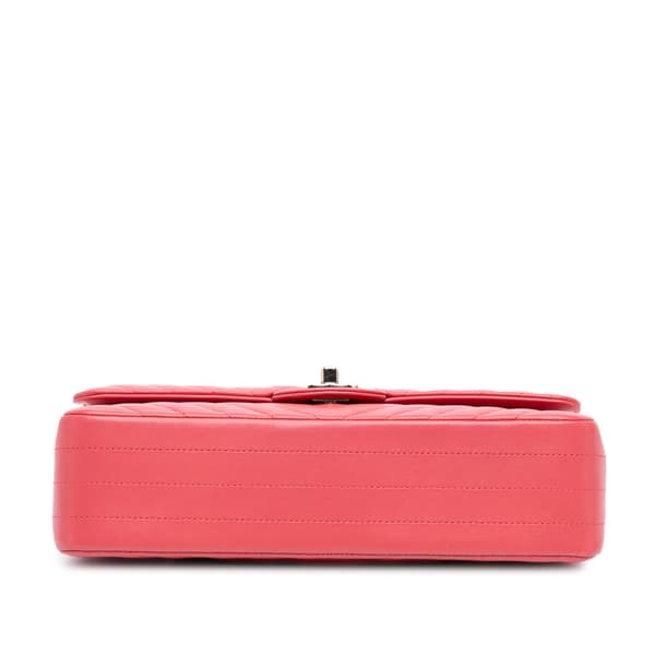 Pre-owned Chanel Medium Classic Chevron Lambskin Double Flap Pink