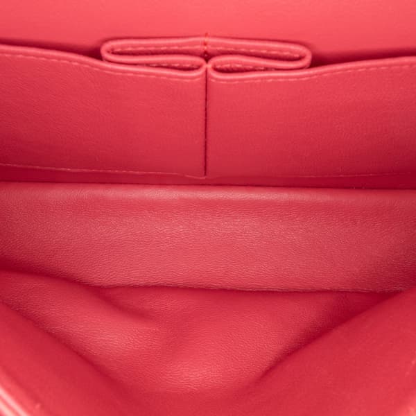 Pre-owned Chanel Medium Classic Chevron Lambskin Double Flap Pink