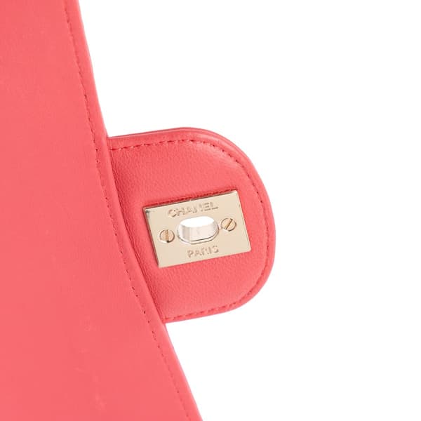 Pre-owned Chanel Medium Classic Chevron Lambskin Double Flap Pink