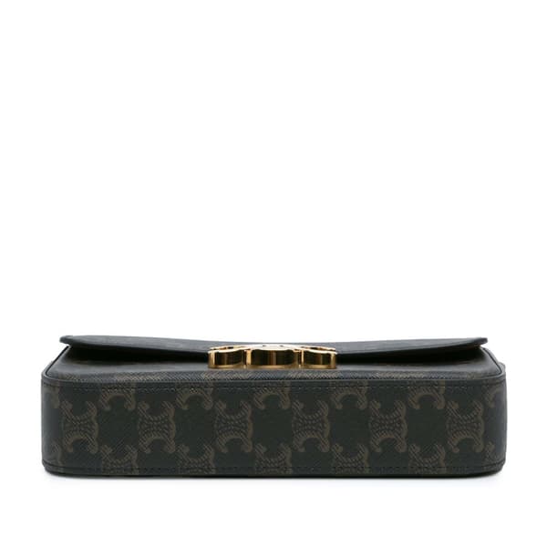 Pre-owned Celine Triomphe Coated Canvas Claude Shoulder Bag Brown