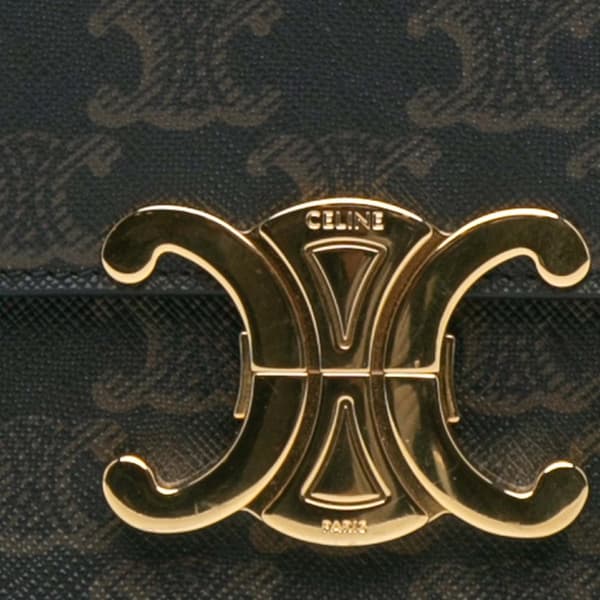 Pre-owned Celine Triomphe Coated Canvas Claude Shoulder Bag Brown
