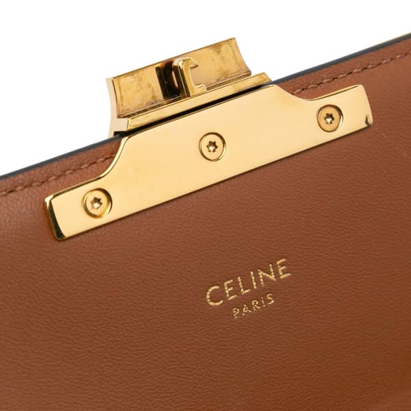Pre-owned Celine Triomphe Coated Canvas Claude Shoulder Bag Brown