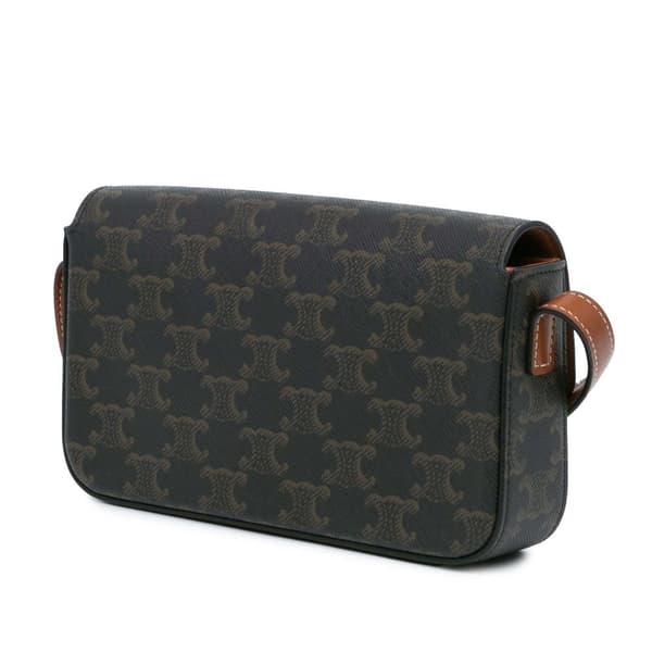Pre-owned Celine Triomphe Coated Canvas Claude Shoulder Bag Brown