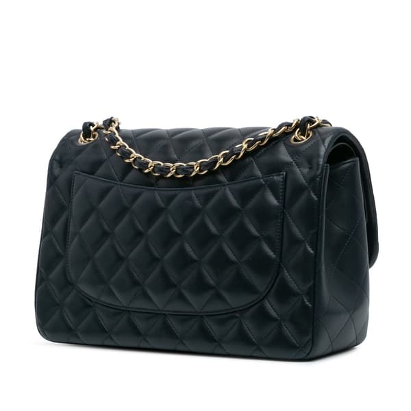 Pre-owned Chanel Jumbo Classic Lambskin Double Flap Blue