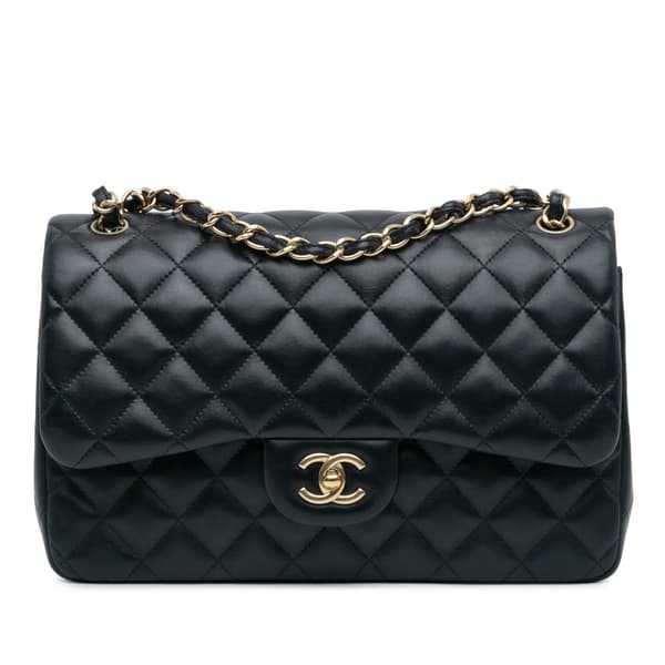 Pre-owned Chanel Jumbo Classic Lambskin Double Flap Blue