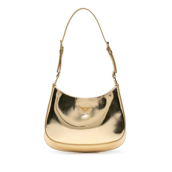 Pre-owned Prada Spazzolato Cleo Shoulder Bag Gold