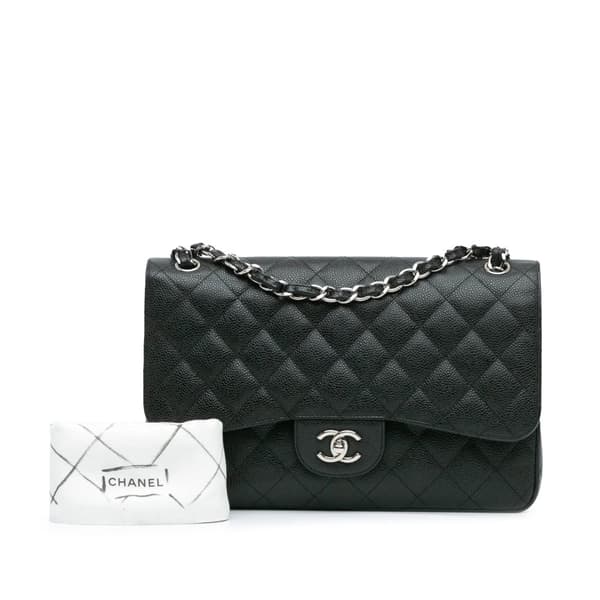 Pre-owned Chanel Jumbo Classic Caviar Double Flap Black