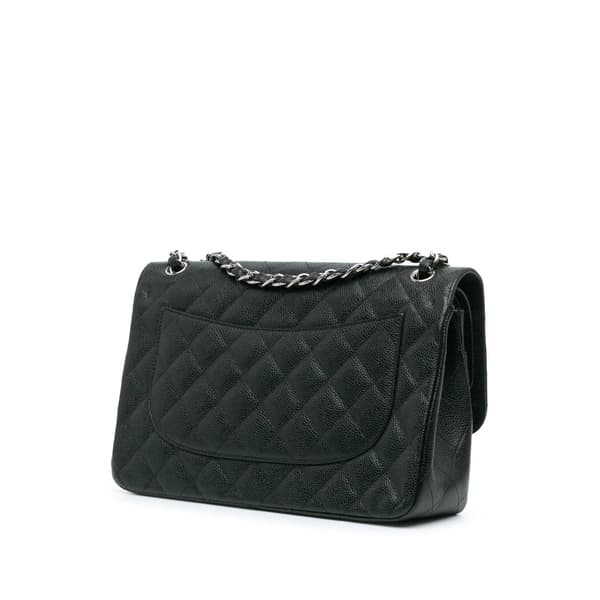 Pre-owned Chanel Jumbo Classic Caviar Double Flap Black
