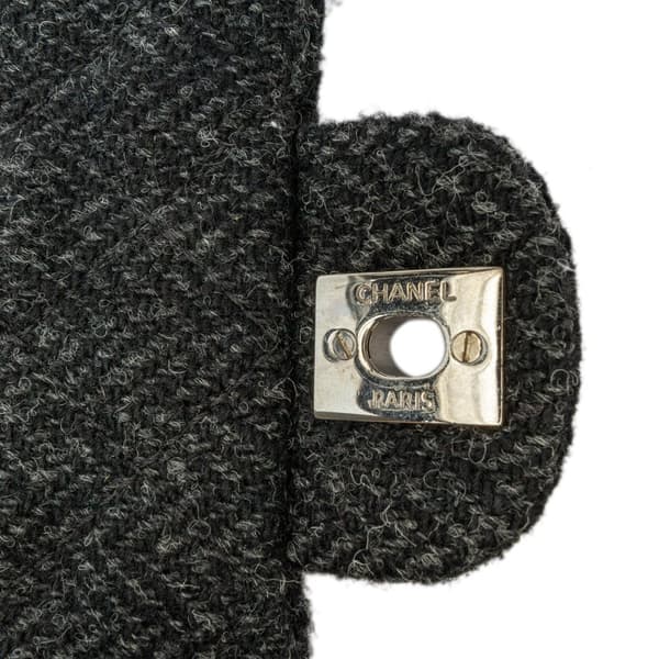 Pre-owned Chanel Medium Strass Embellished Tweed Single Flap Black