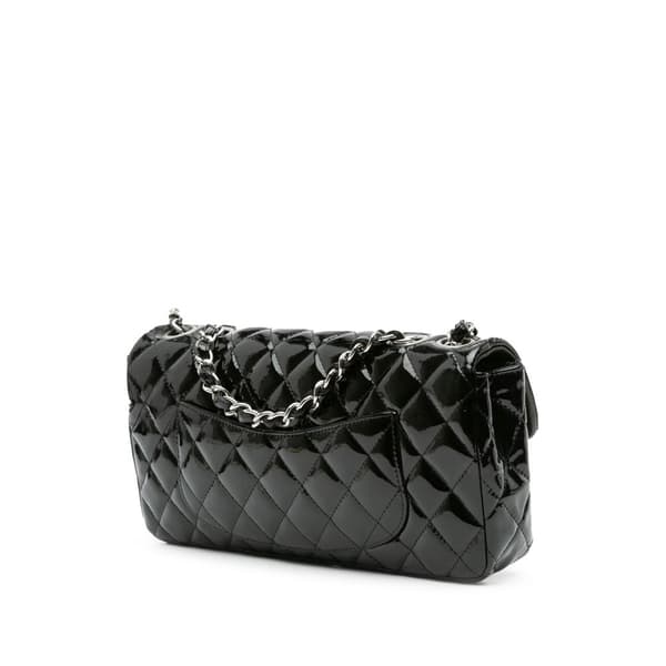 Pre-owned Chanel Classic Patent East West Single Flap Black