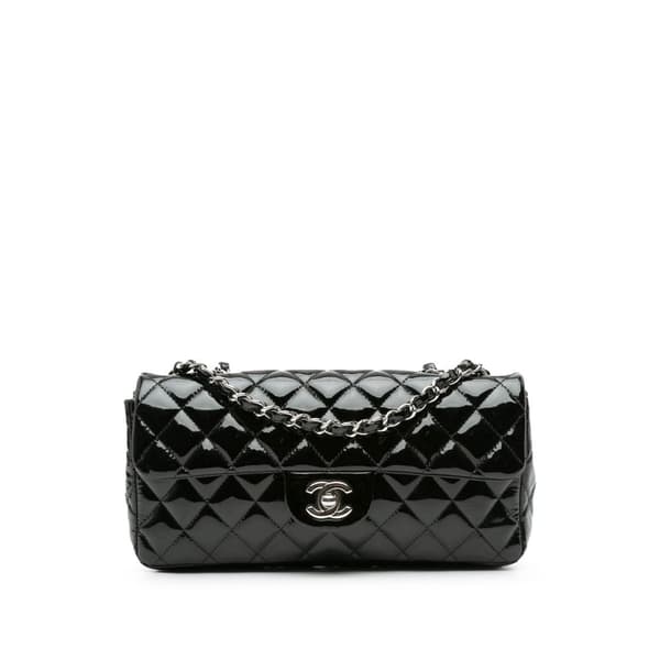 Pre-owned Chanel Classic Patent East West Single Flap Black
