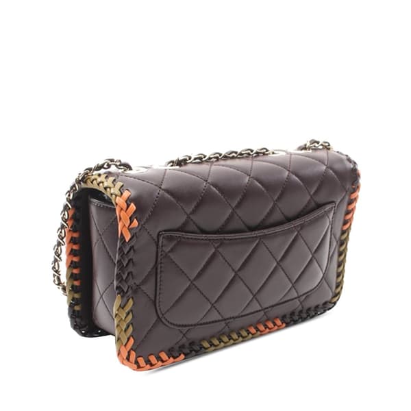 Pre-owned Chanel Medium Quilted Lambskin Whipstitch Flap Brown
