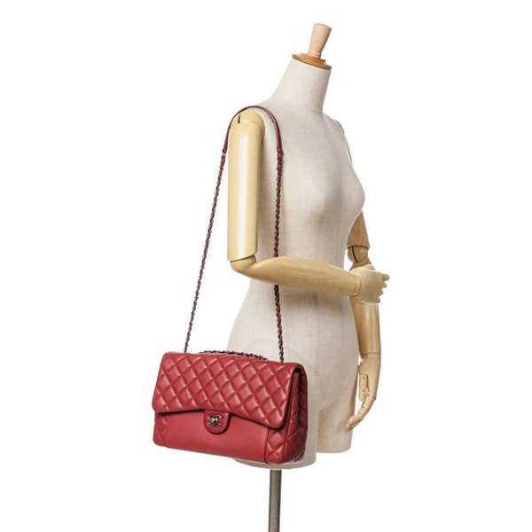 Pre-owned Chanel CC Quilted Lambskin Single Flap Red