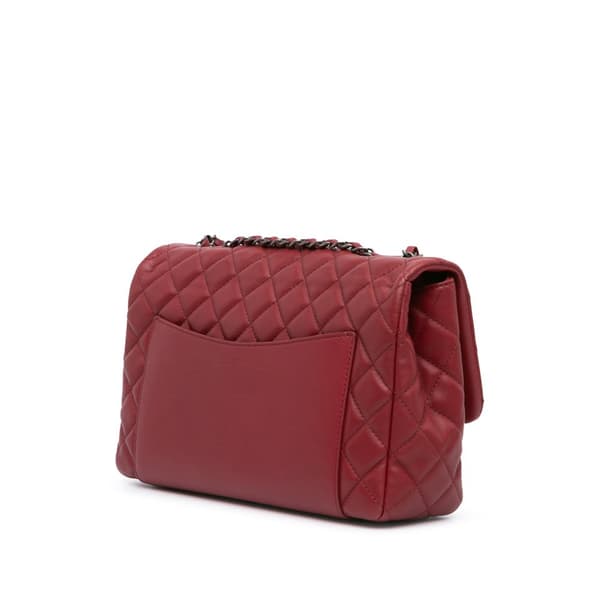 Pre-owned Chanel CC Quilted Lambskin Single Flap Red