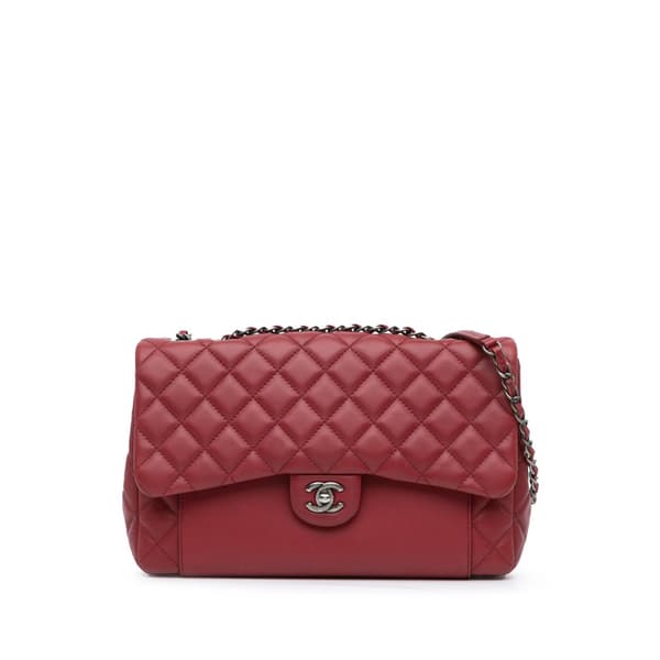 Pre-owned Chanel CC Quilted Lambskin Single Flap Red