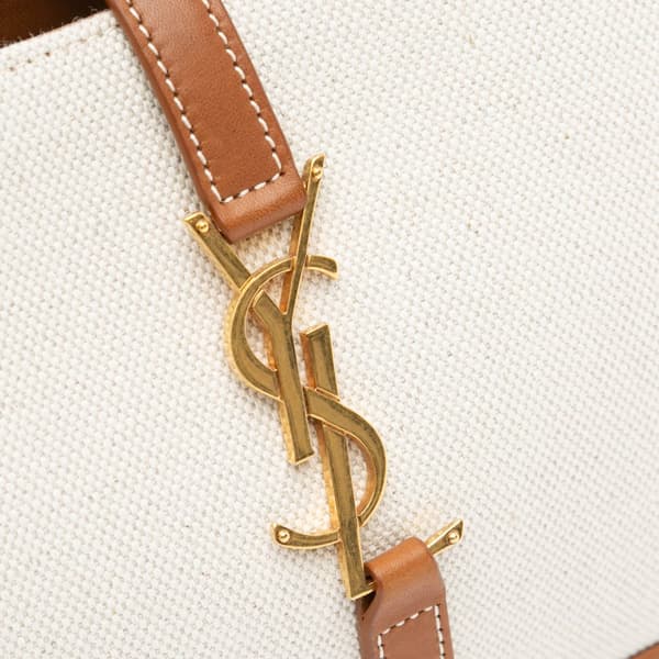 Pre-owned Saint Laurent Canvas Le 5 a 7 Shoulder Bag White