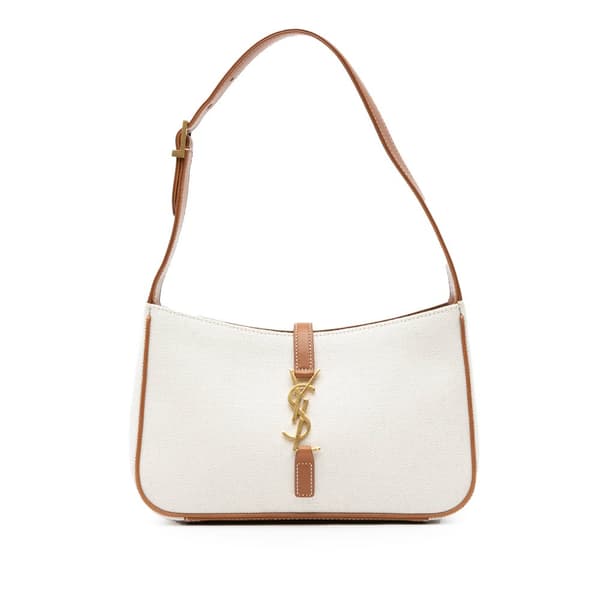 Pre-owned Saint Laurent Canvas Le 5 a 7 Shoulder Bag White
