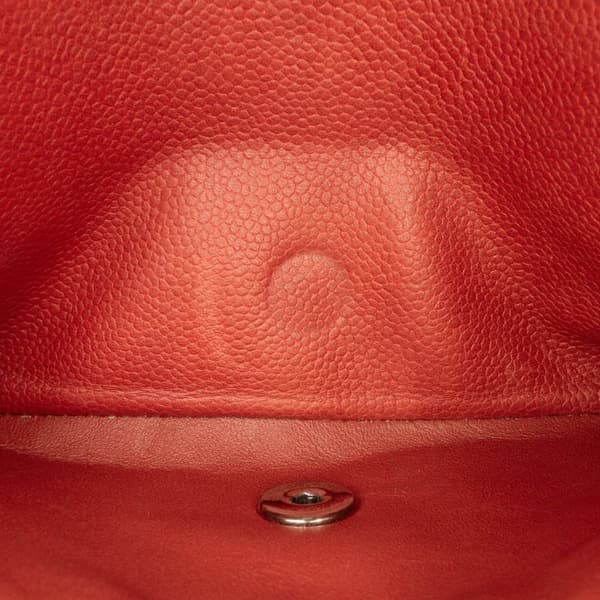 Pre-owned Chanel Medium Classic Caviar Double Flap Orange