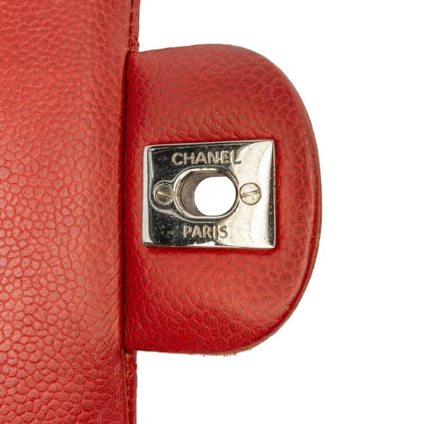 Pre-owned Chanel Medium Classic Caviar Double Flap Orange