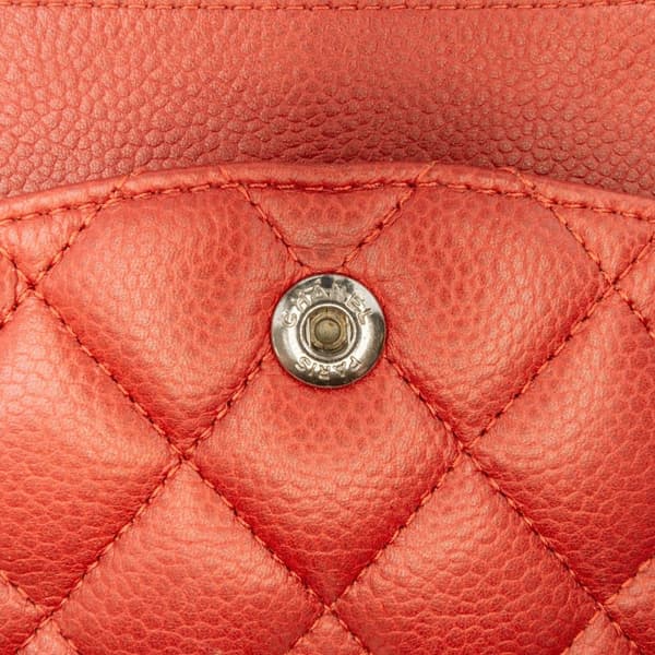 Pre-owned Chanel Medium Classic Caviar Double Flap Orange