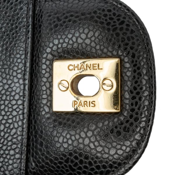 Pre-owned Chanel Jumbo Classic Caviar Double Flap Black