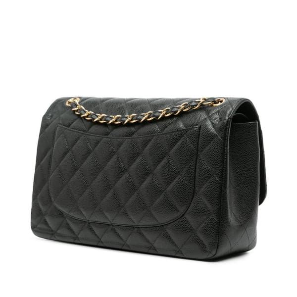 Pre-owned Chanel Jumbo Classic Caviar Double Flap Black