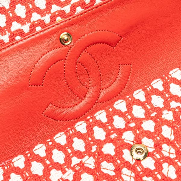 Pre-owned Chanel Jumbo Tweed Double Flap Red