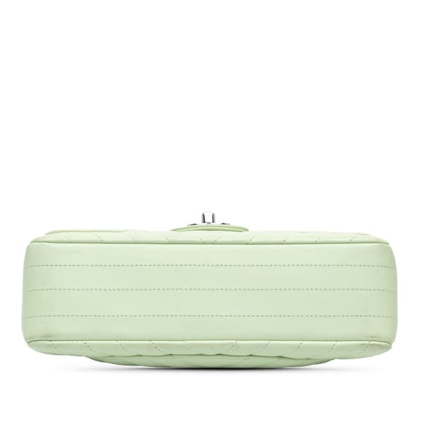Pre-owned Chanel Small Classic Chevron Lambskin Double Flap Green