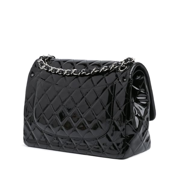 Pre-owned Chanel Jumbo Classic Patent Double Flap Black