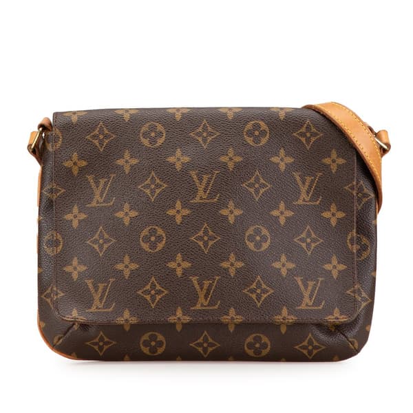 Pre-owned Louis Vuitton Monogram Musette Tango Short Strap Brown