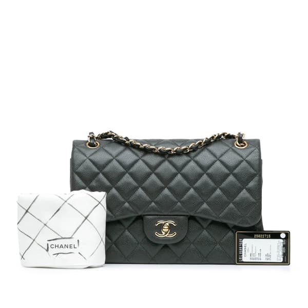 Pre-owned Chanel Jumbo Classic Caviar Double Flap Gray