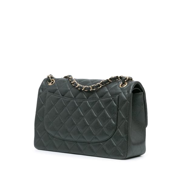 Pre-owned Chanel Jumbo Classic Caviar Double Flap Gray