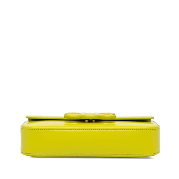 Pre-owned Celine Triomphe Calfskin Cuir Chain Shoulder Bag Yellow