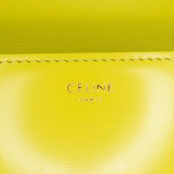 Pre-owned Celine Triomphe Calfskin Cuir Chain Shoulder Bag Yellow