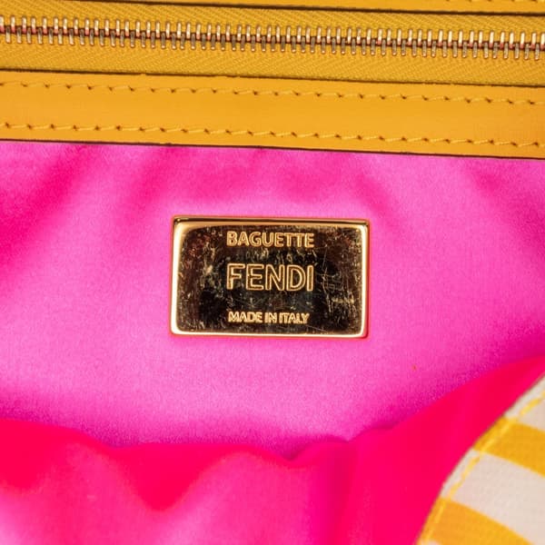 Pre-owned Fendi Sarah Coleman Zucca Coated Canvas 1997 Vertigo Baguette Yellow