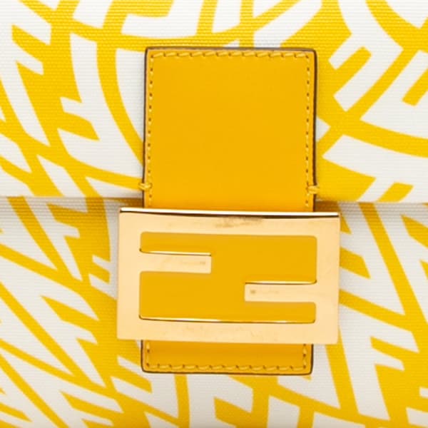 Pre-owned Fendi Sarah Coleman Zucca Coated Canvas 1997 Vertigo Baguette Yellow