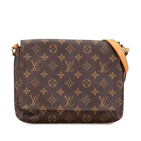 Pre-owned Louis Vuitton Monogram Musette Tango Short Strap Brown